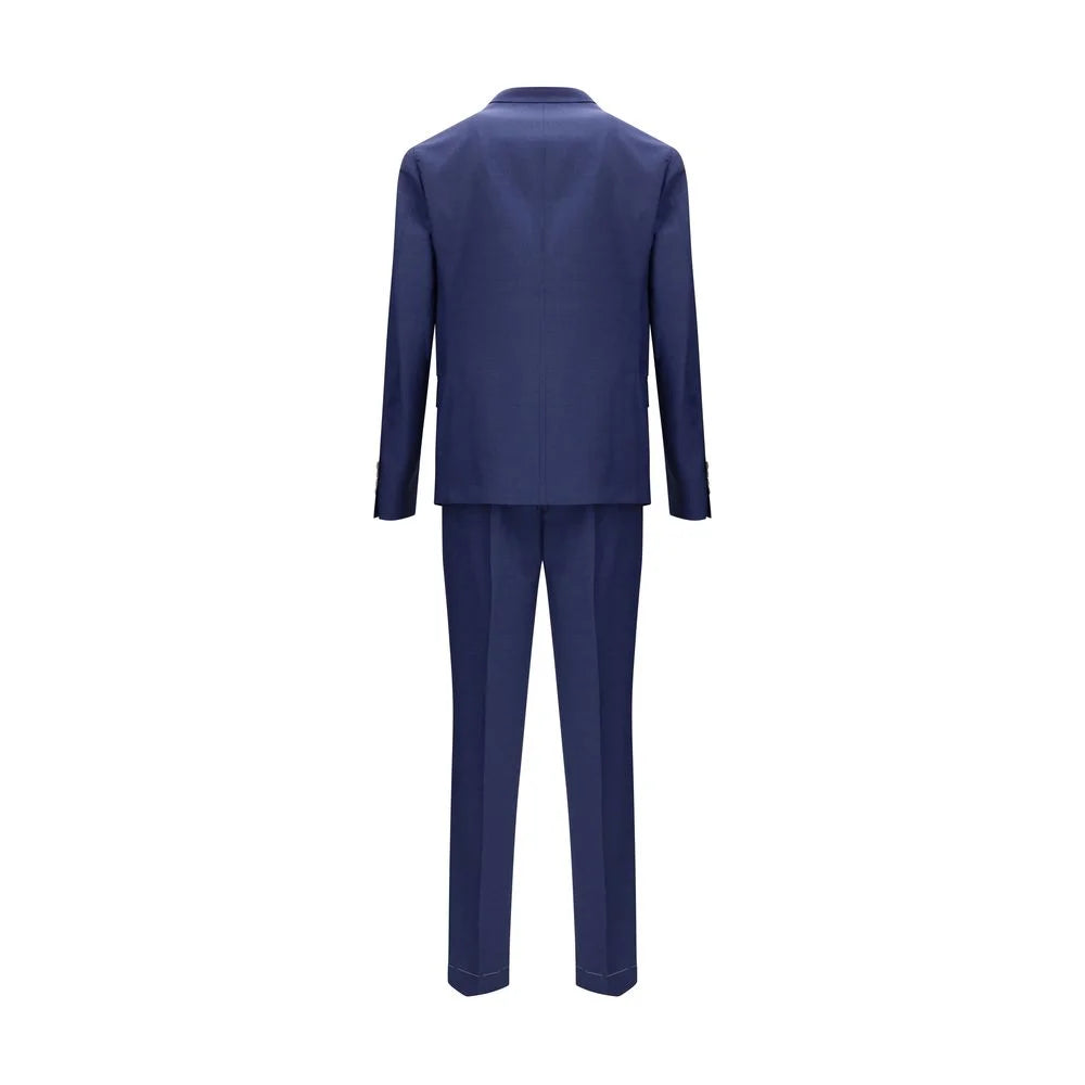 Brunello Cucinelli Blue Fleece Wool Two-Piece Suit