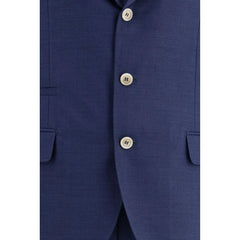 Brunello Cucinelli Blue Fleece Wool Two-Piece Suit