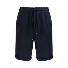 Brunello Cucinelli Blue Linen Bermuda Shorts