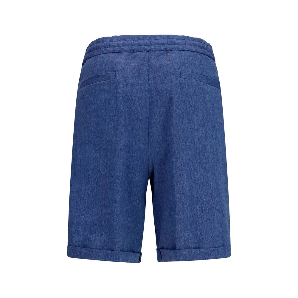 Brunello Cucinelli Blue Linen Bermuda Shorts - IT54 | XXL