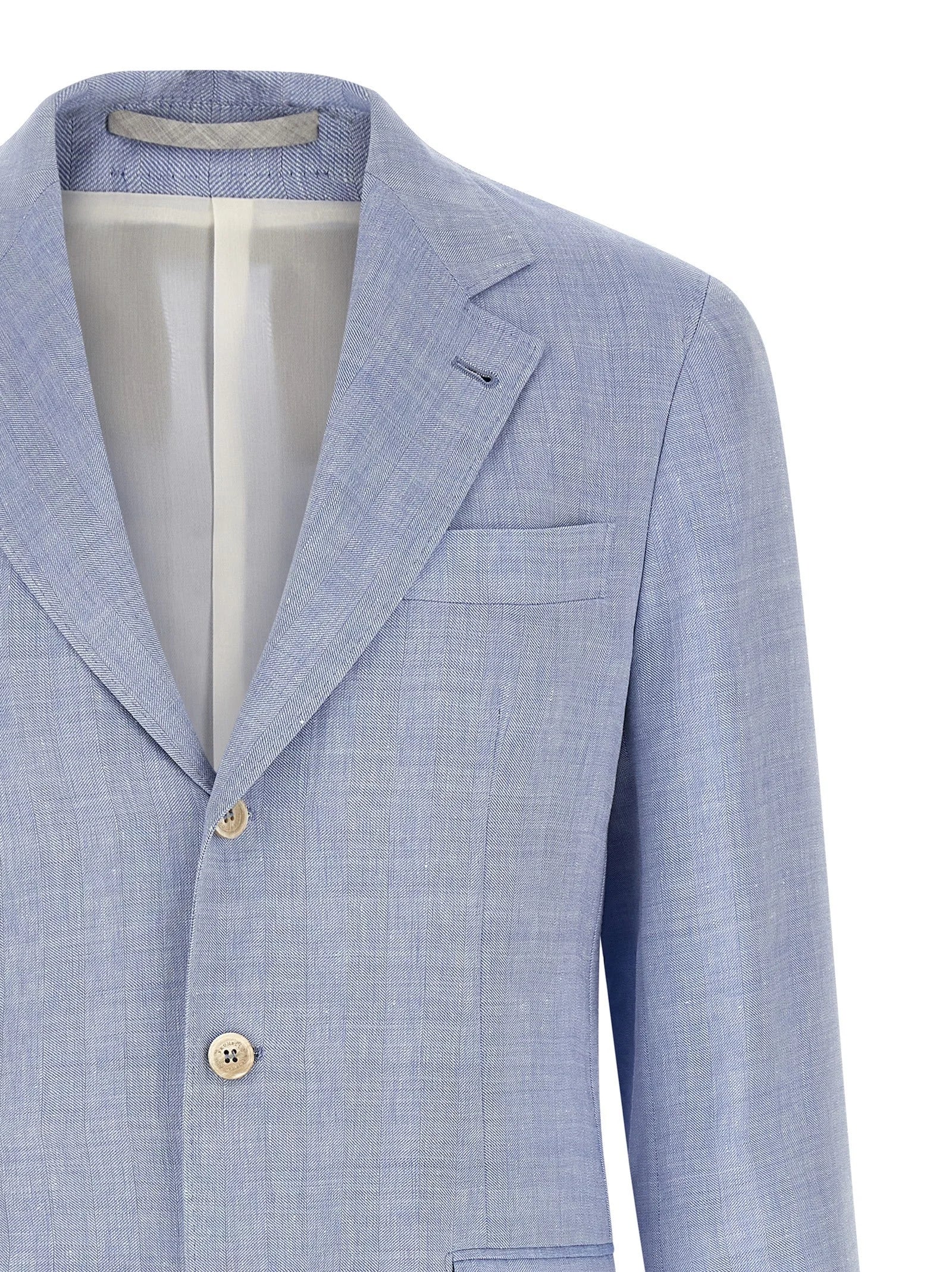 Brunello Cucinelli Blue Linen Blazer - XXL