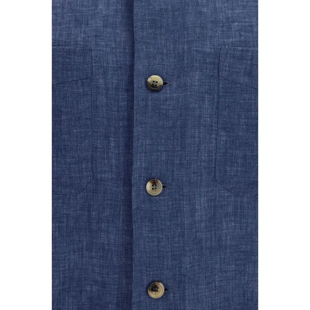 Brunello Cucinelli Blue Linen Blouse