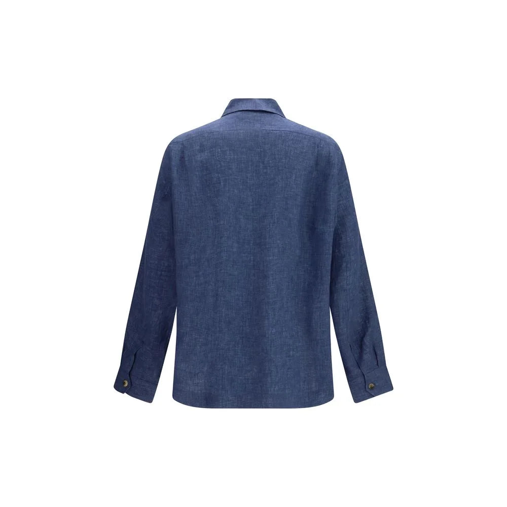 Brunello Cucinelli Blue Linen Blouse - M