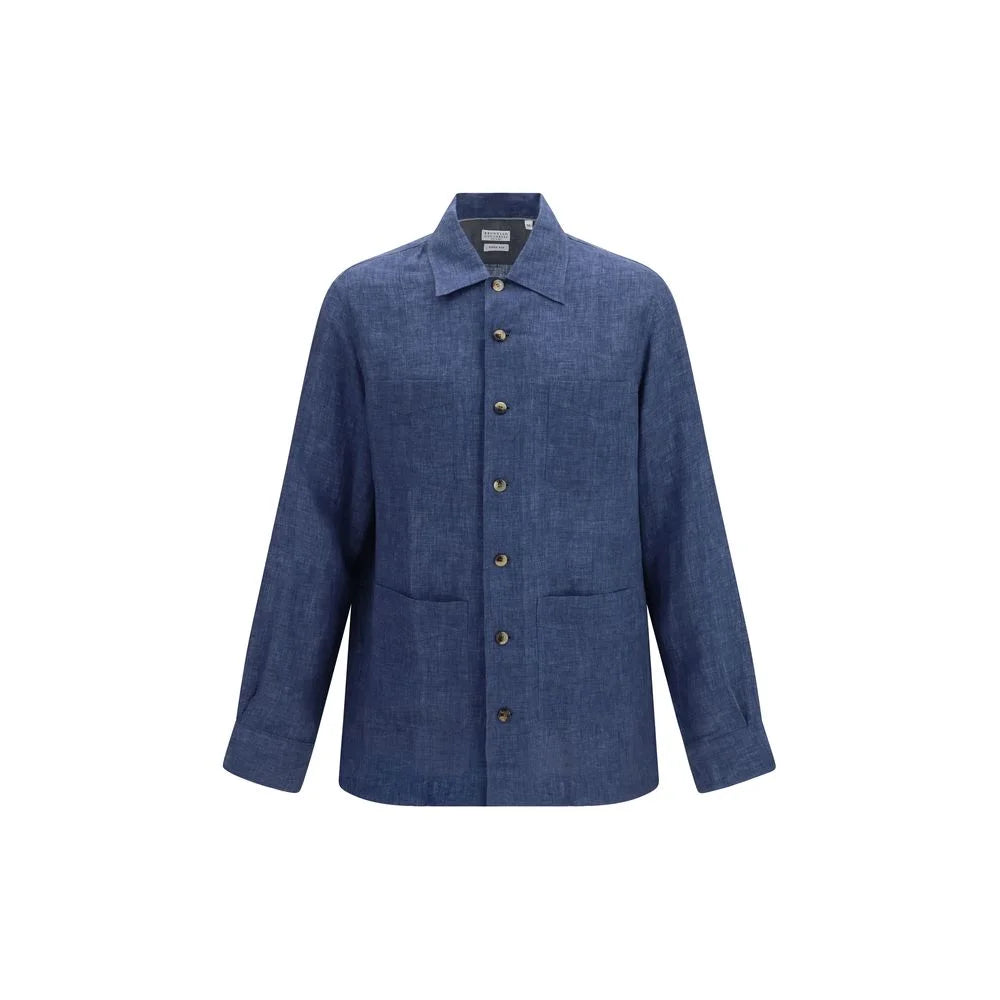 Brunello Cucinelli Blue Linen Blouse - M
