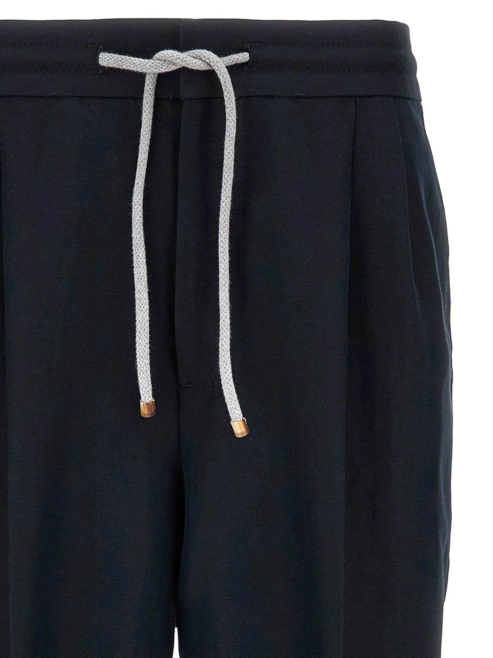 Brunello Cucinelli Blue Linen Casual Pants
