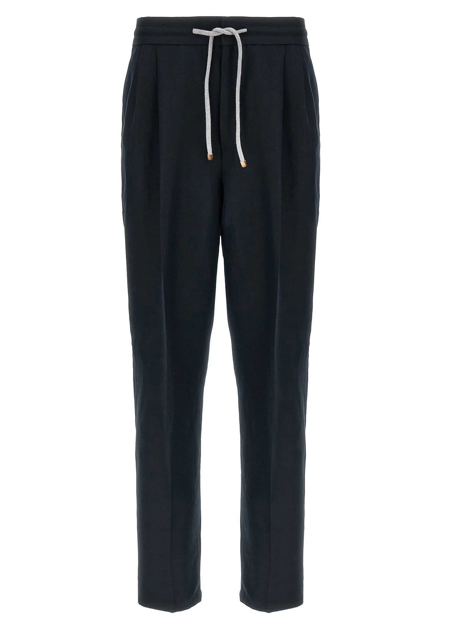 Brunello Cucinelli Blue Linen Casual Pants