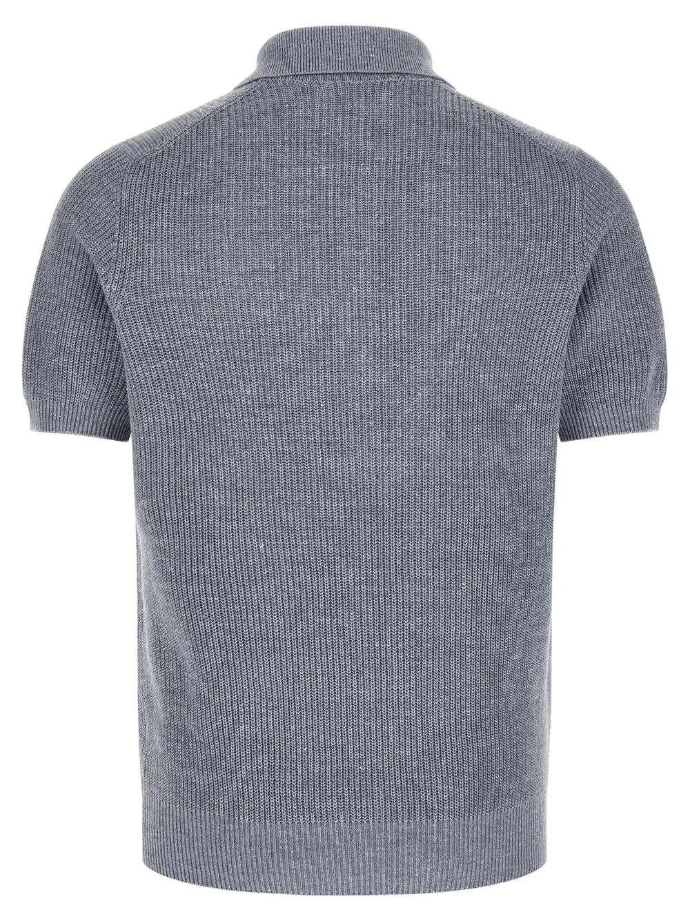 Brunello Cucinelli Blue Linen Polo Shirt