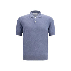 Brunello Cucinelli Blue Linen Polo Shirt