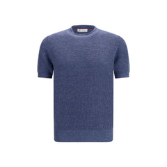 Brunello Cucinelli Blue Linen T-Shirt
