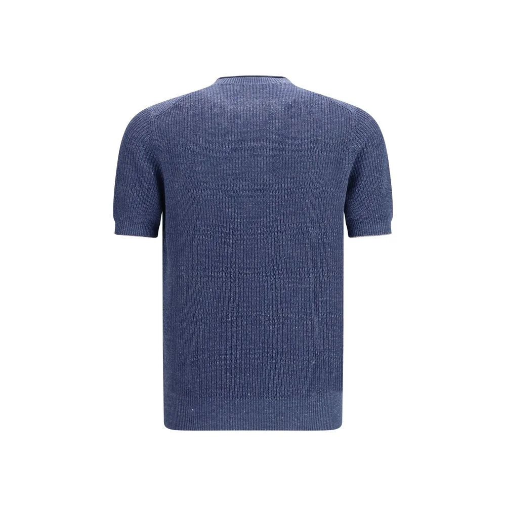 Brunello Cucinelli Blue Linen T-Shirt