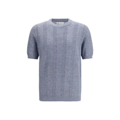 Brunello Cucinelli Blue Linen T-Shirt