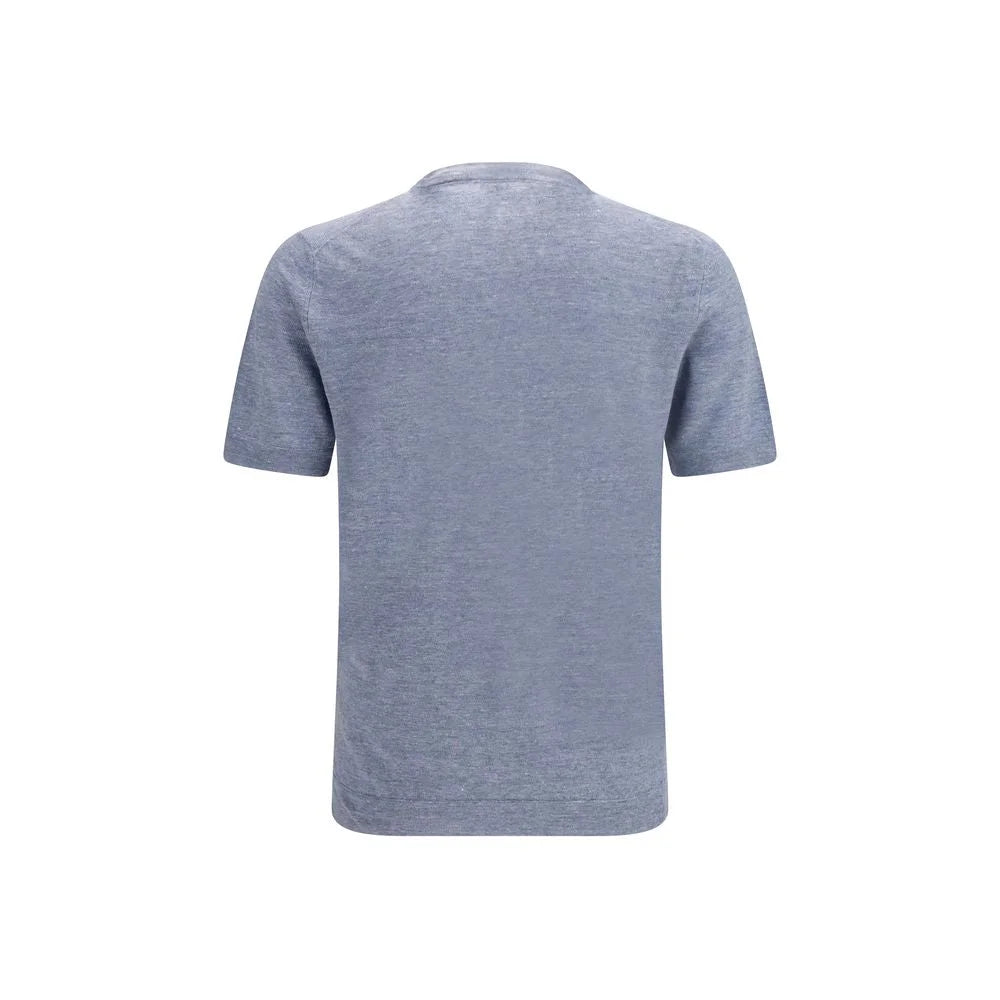 Brunello Cucinelli Blue Linen T-Shirt - IT48 | M