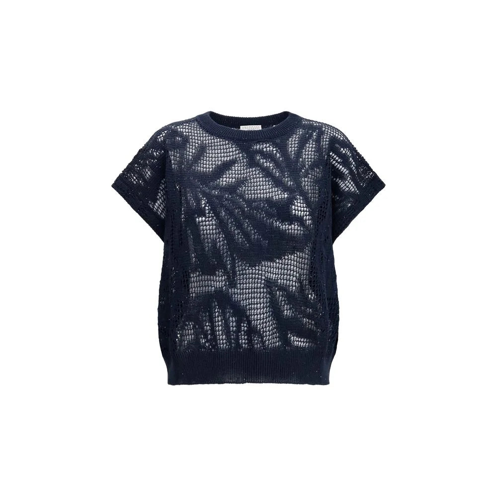 Brunello Cucinelli Blue Linen T-Shirt - L