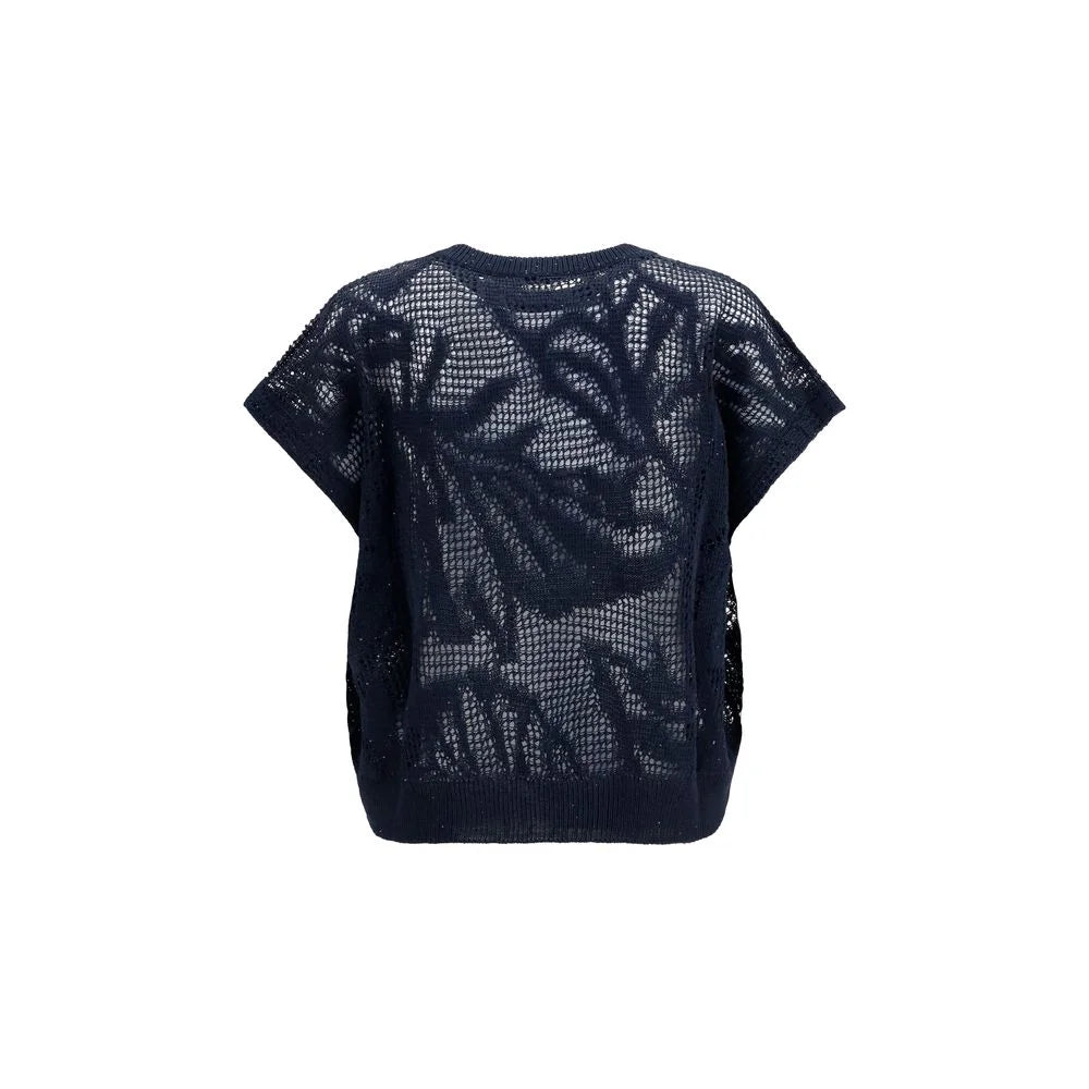 Brunello Cucinelli Blue Linen T-Shirt - L