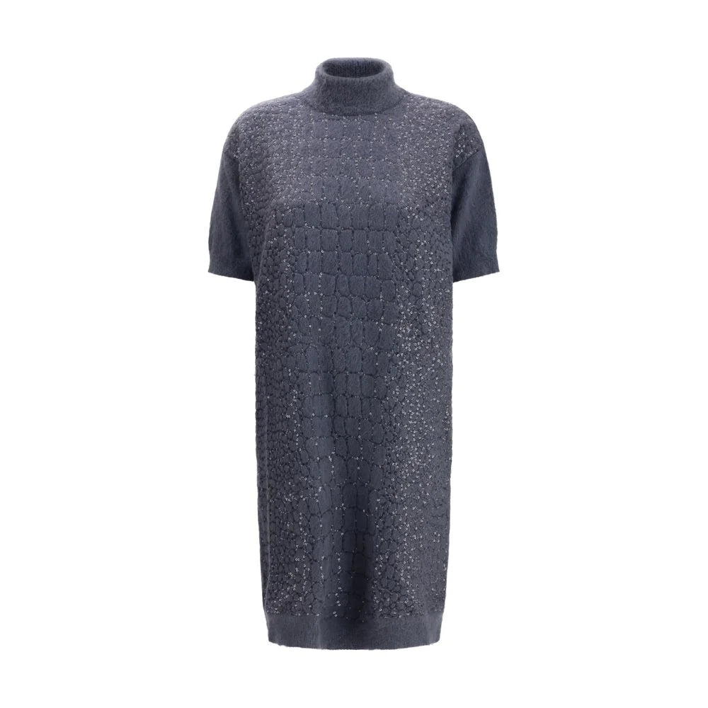 Brunello Cucinelli Blue Mohair Casual Dress - S