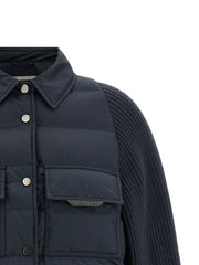 Brunello Cucinelli Blue Polyester Full-Length Jacket