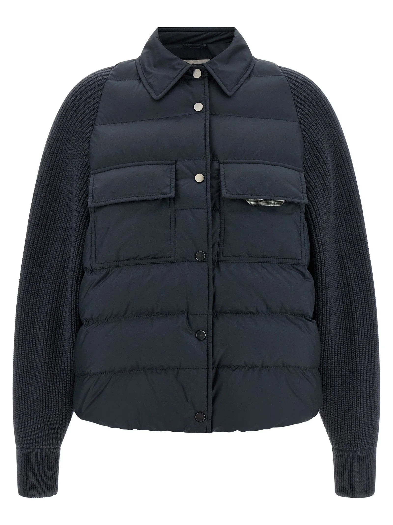 Brunello Cucinelli Blue Polyester Full-Length Jacket