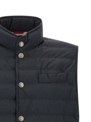 Brunello Cucinelli Blue Polyester Sleeveless Jacket
