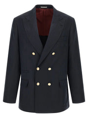 Brunello Cucinelli Blue Silk Blazer