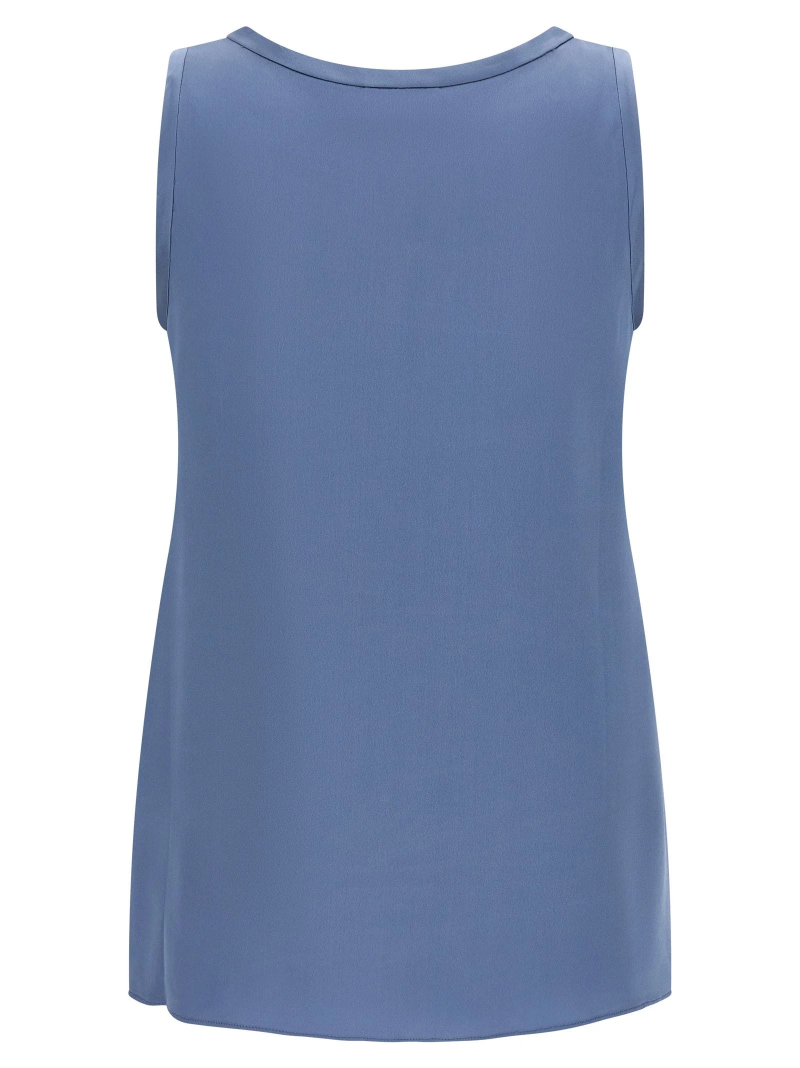 Brunello Cucinelli Blue Silk Sleeveles T-Shirt - S