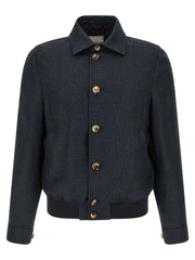 Brunello Cucinelli Blue Sisal Biker Jacket - IT52 | XL