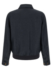 Brunello Cucinelli Blue Sisal Biker Jacket - IT52 | XL