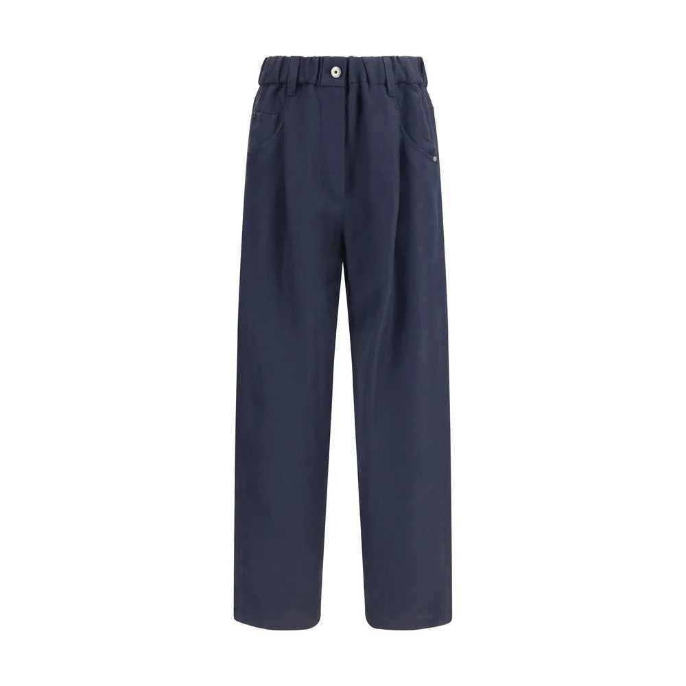 Brunello Cucinelli Blue Viscose Casual Pants