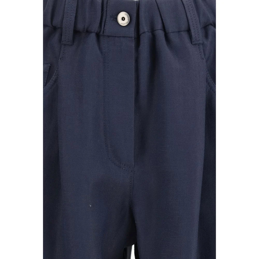 Brunello Cucinelli Blue Viscose Casual Pants