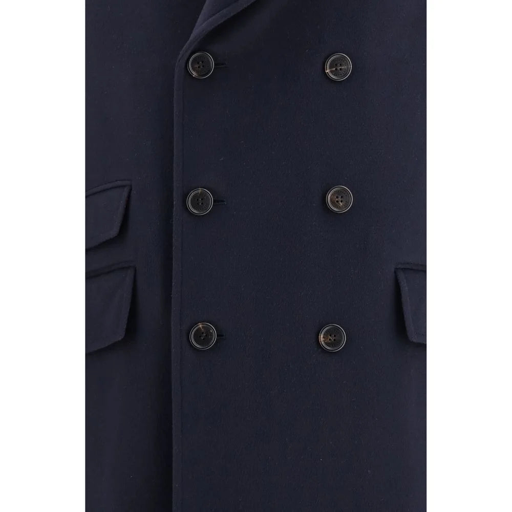 Brunello Cucinelli Blue Wool Oves Aries Coat