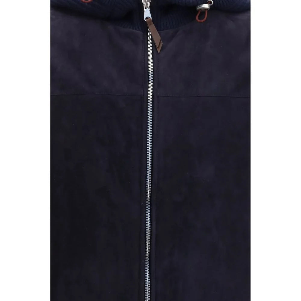Brunello Cucinelli Blue Wool Oves Aries Full-Length Jacket
