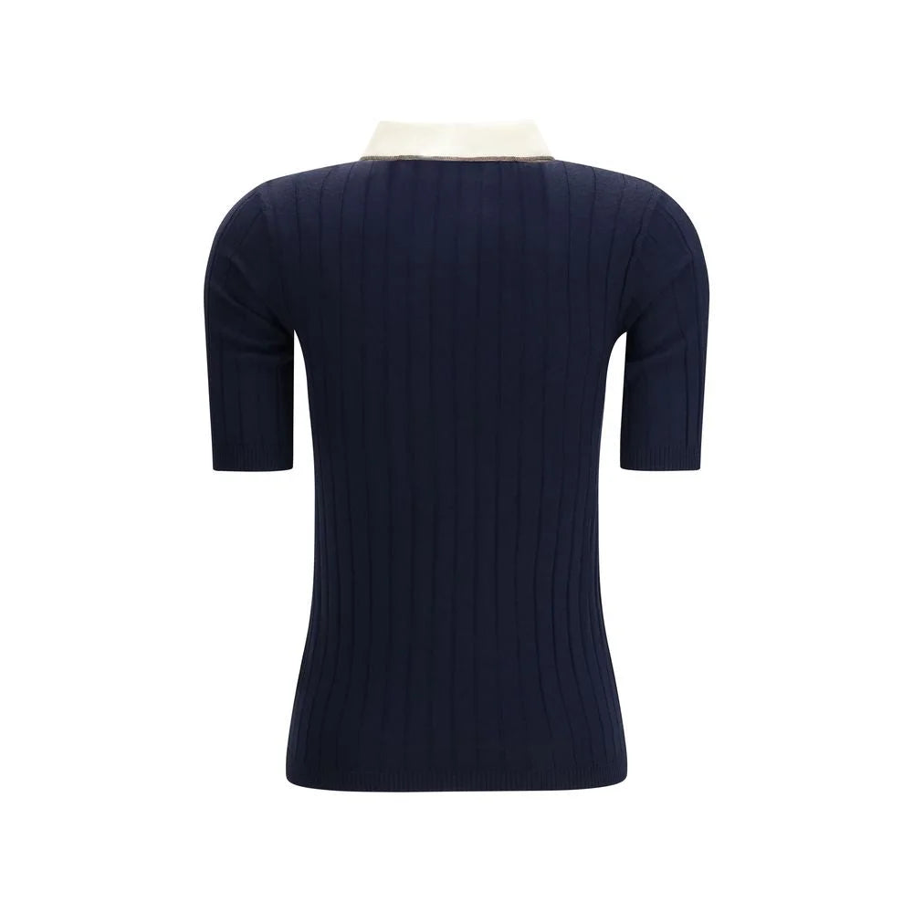 Brunello Cucinelli Blue Wool Oves Aries Polo Shirt