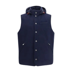 Brunello Cucinelli Blue Wool Oves Aries Sleeveless Jacket