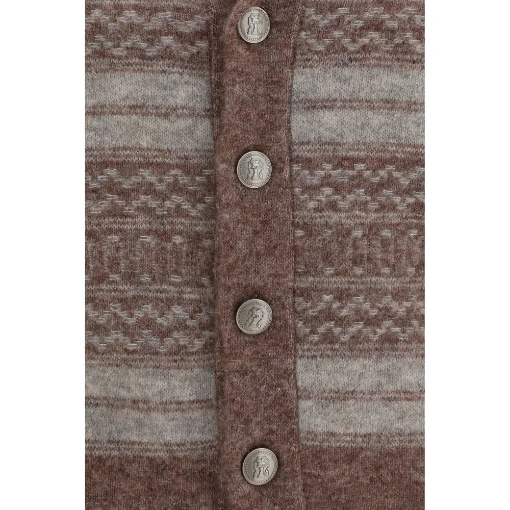 Brunello Cucinelli Bordeaux Alpaca Vicugna Pacos Cardigan
