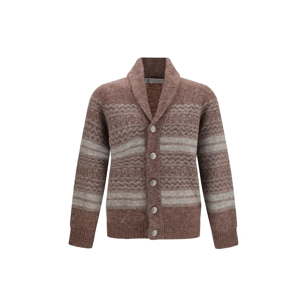 Brunello Cucinelli Bordeaux Alpaca Vicugna Pacos Cardigan