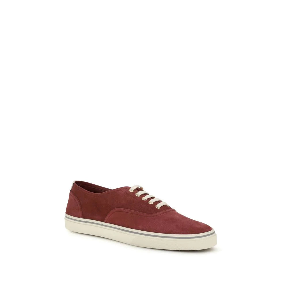 Brunello Cucinelli Bordeaux Calf Leather Bos Taurus Low Top Sneakers