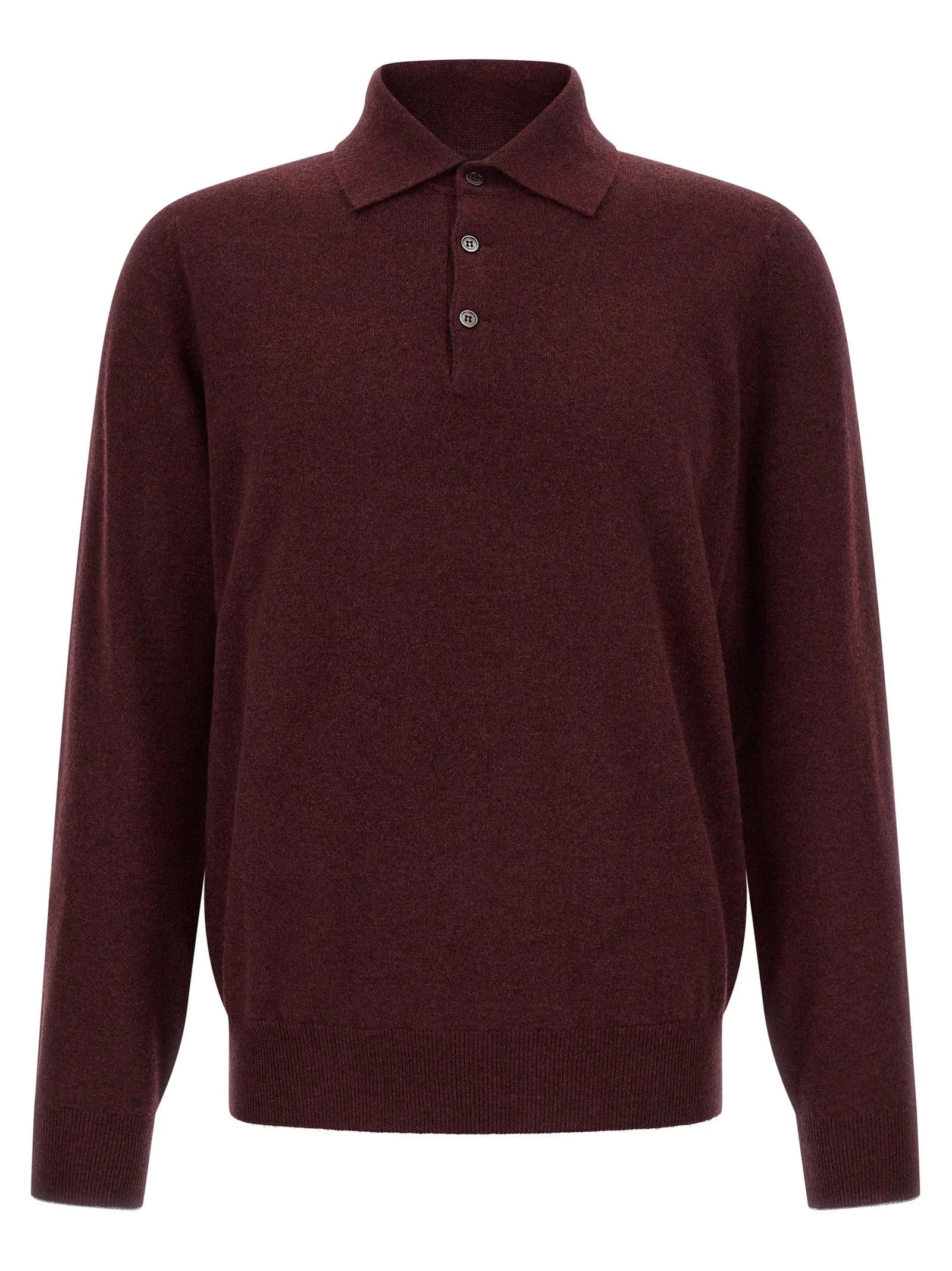 Brunello Cucinelli Bordeaux Cashmere Polo Shirt