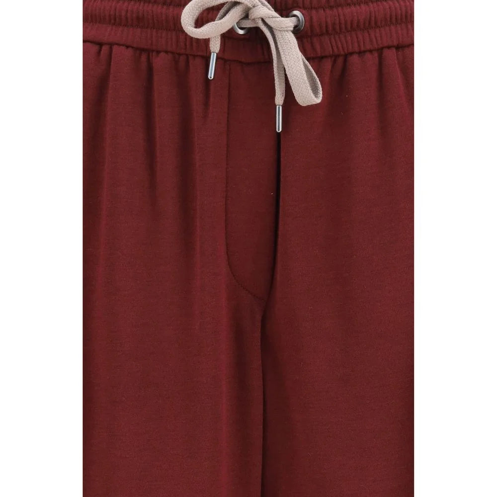 Brunello Cucinelli Bordeaux Cotton Athletic Pants - L