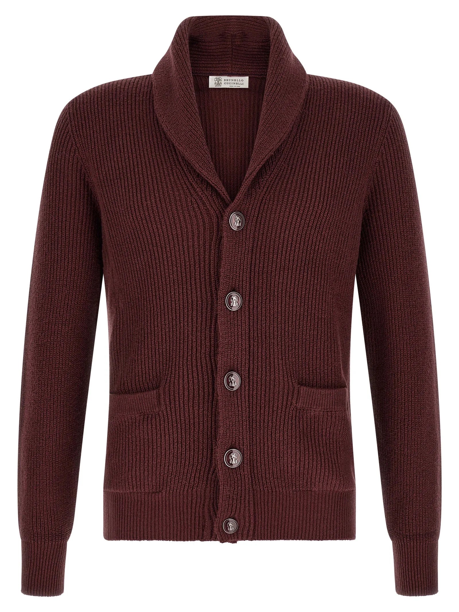 Brunello Cucinelli Bordeaux Cotton Cardigan