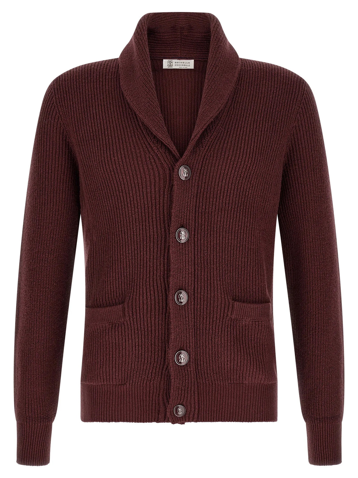 Brunello Cucinelli Bordeaux Cotton Cardigan