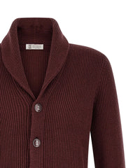 Brunello Cucinelli Bordeaux Cotton Cardigan