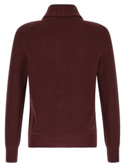 Brunello Cucinelli Bordeaux Cotton Cardigan
