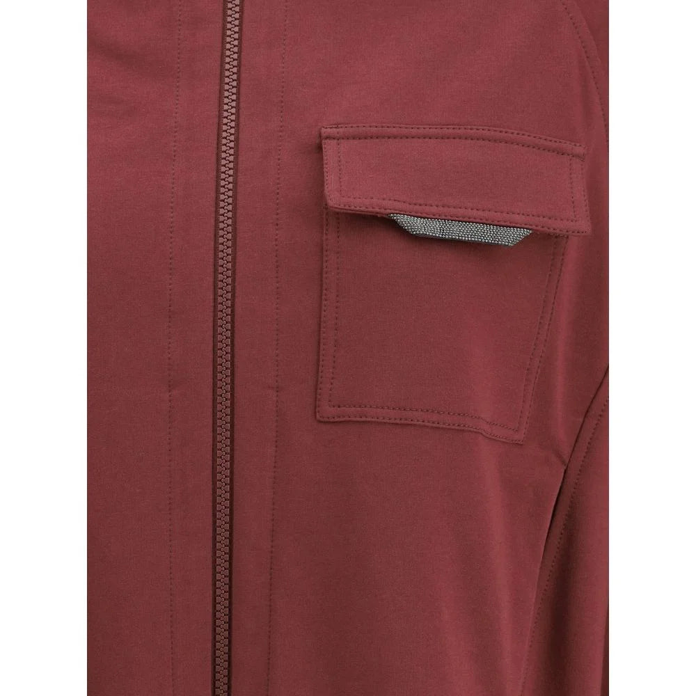Brunello Cucinelli Bordeaux Cotton Cardigan