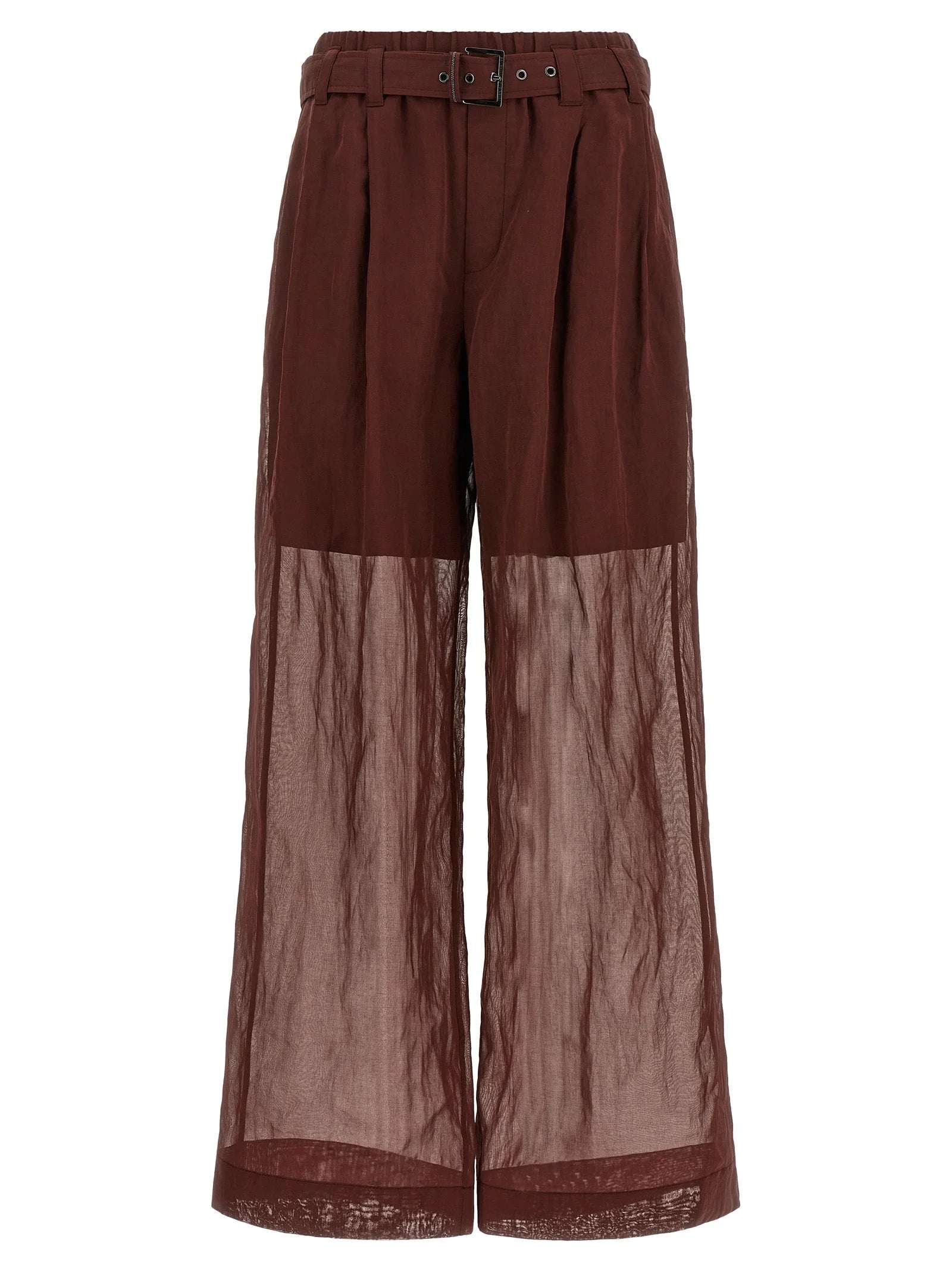 Brunello Cucinelli Bordeaux Cotton Flared Pants