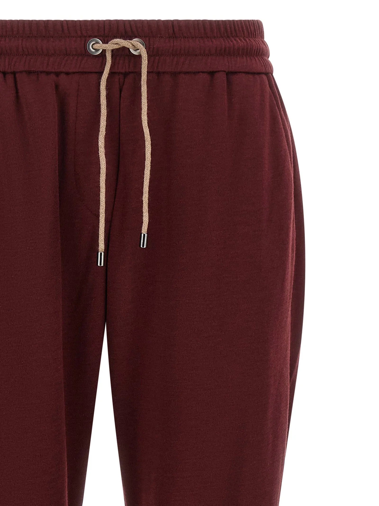 Brunello Cucinelli Bordeaux Cotton Joggers (Workout Pants)