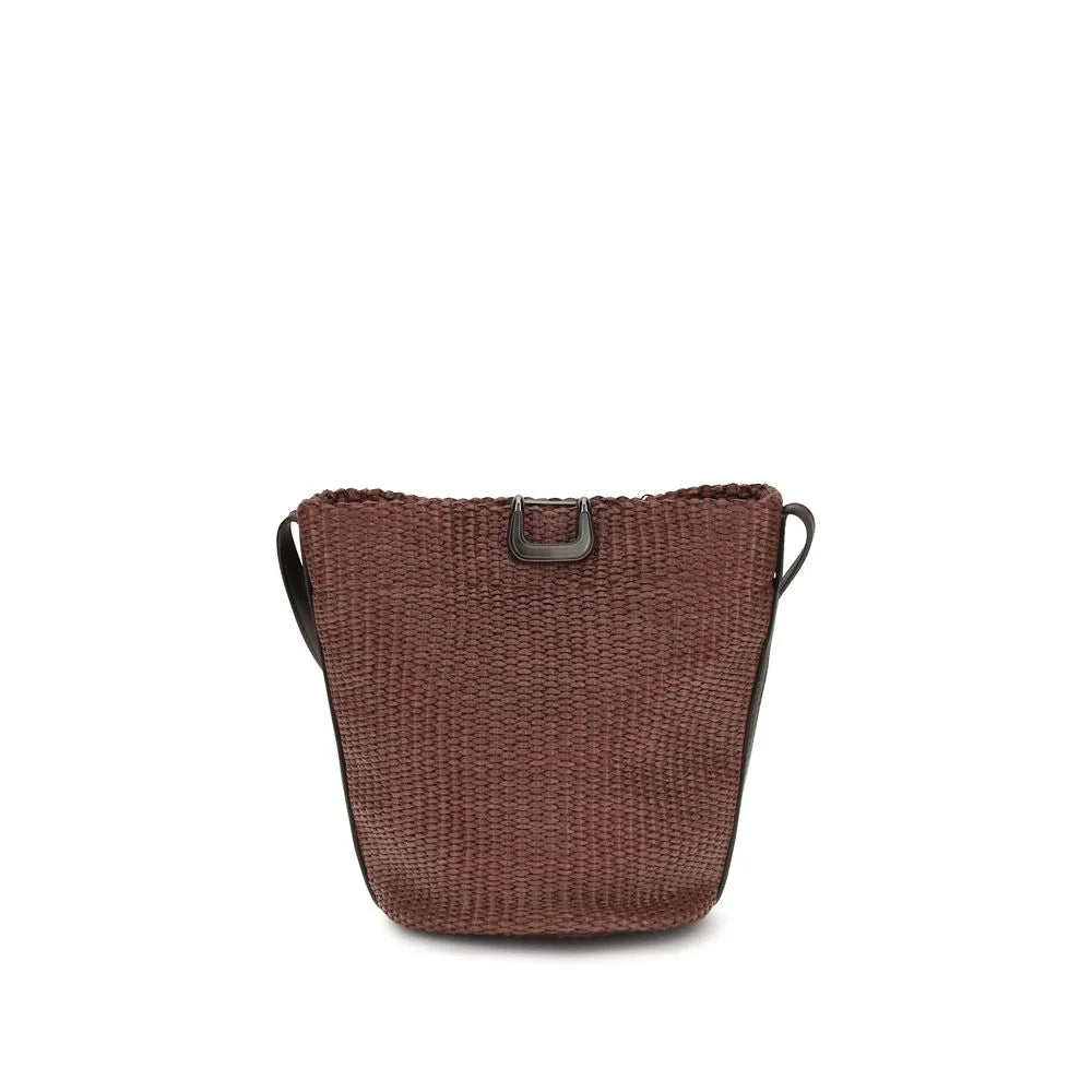 Brunello Cucinelli Bordeaux Cotton Shoulder Bag