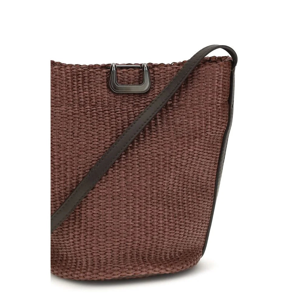 Brunello Cucinelli Bordeaux Cotton Shoulder Bag