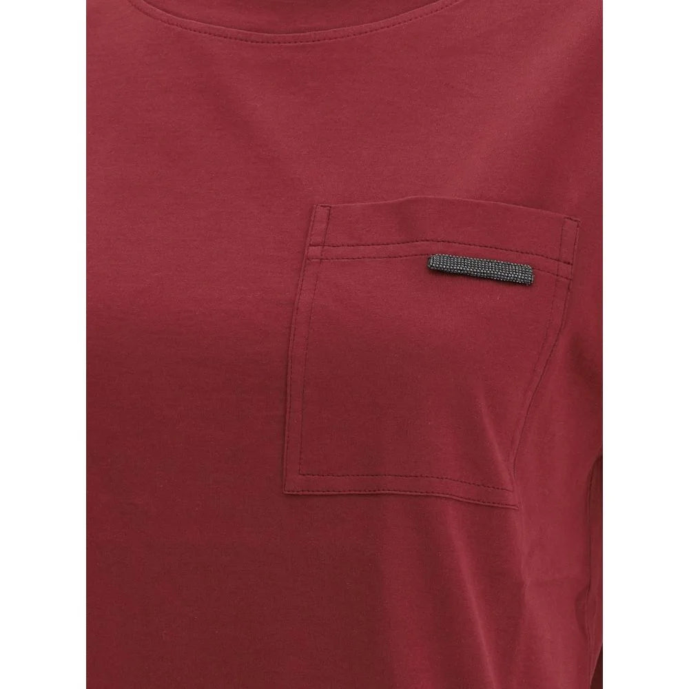 Brunello Cucinelli Bordeaux Cotton T-Shirt - XS