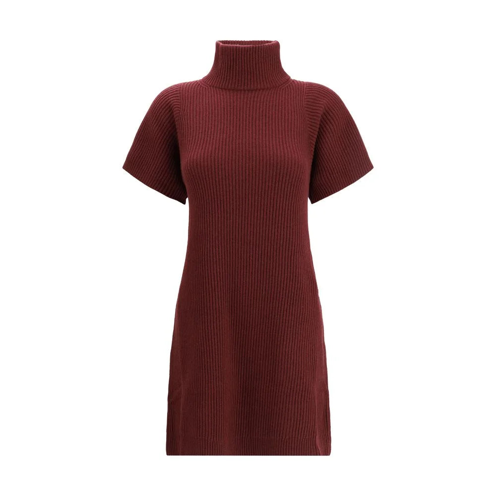 Brunello Cucinelli Bordeaux Fleece Wool Casual Dress - XL
