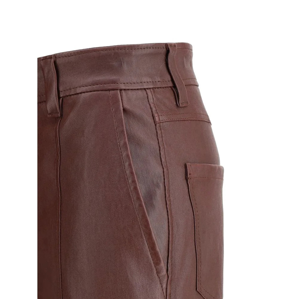 Brunello Cucinelli Bordeaux Leather Pants - IT40 | M