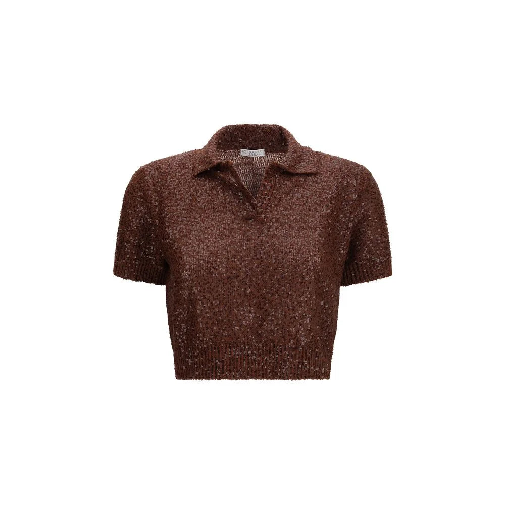 Brunello Cucinelli Bordeaux Linen Shortsleeve Shirt